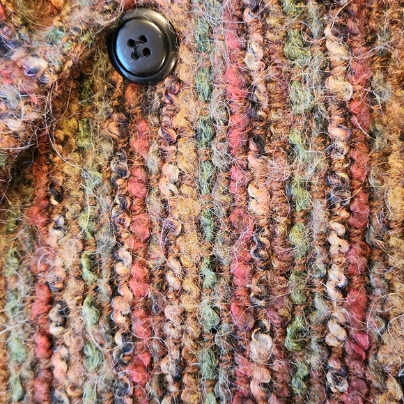 Vintage 90s Mohair Blend Multicolor Spacedye Button Up Cardigan Jacket L - Picture 7 of 12